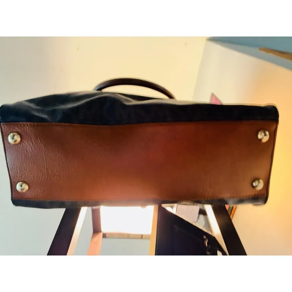 Vtg Michael Kors Hamilton Signature Logo Legacy Coated Leather Handles Satchel